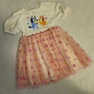 Kids' Pink and White Cartoon Character Dress